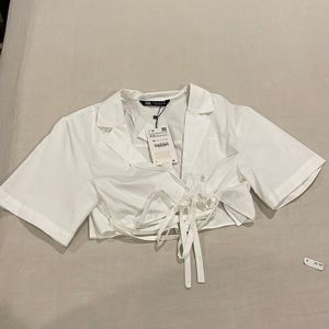 NWT Zara wrap crop shirt